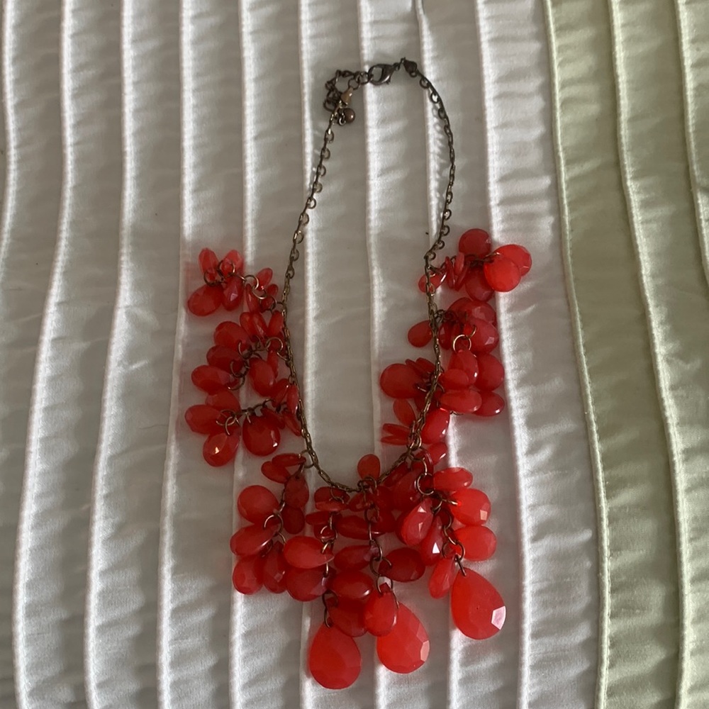 Red gem dangle necklace